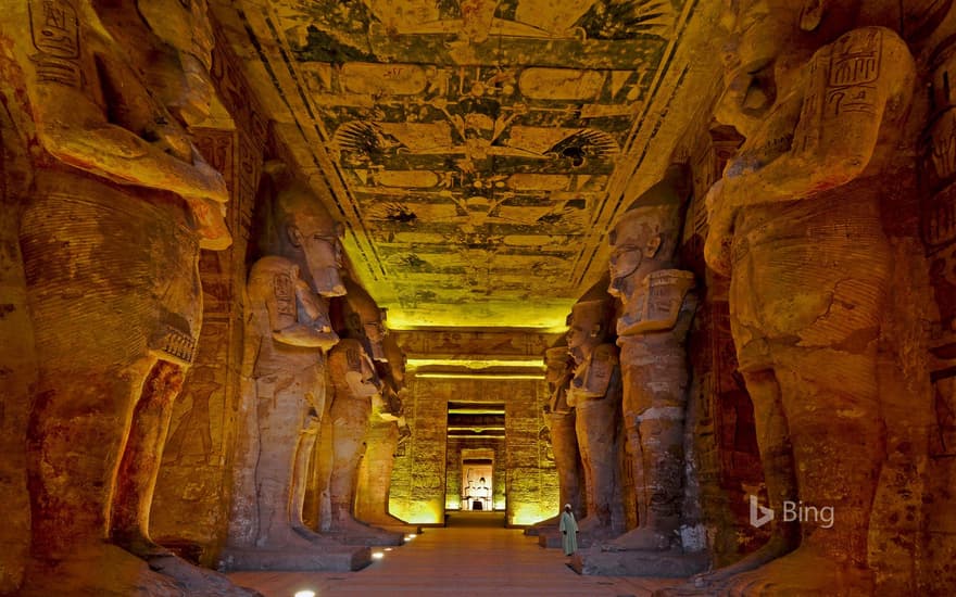 The interior of the Great Temple of Ramesses II, Abu Simbel, Egypt