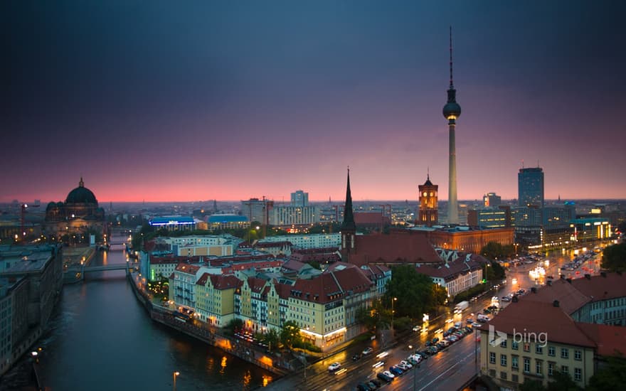 Berlin skyline at night