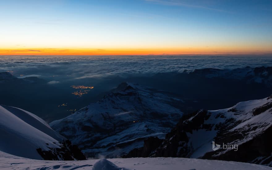 The Bernese Alps from Jungfraujoch railway station in Switzerland