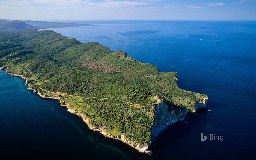 Aerial view of the Gaspé Peninsula, Forillon National Park, Quebec, Canada