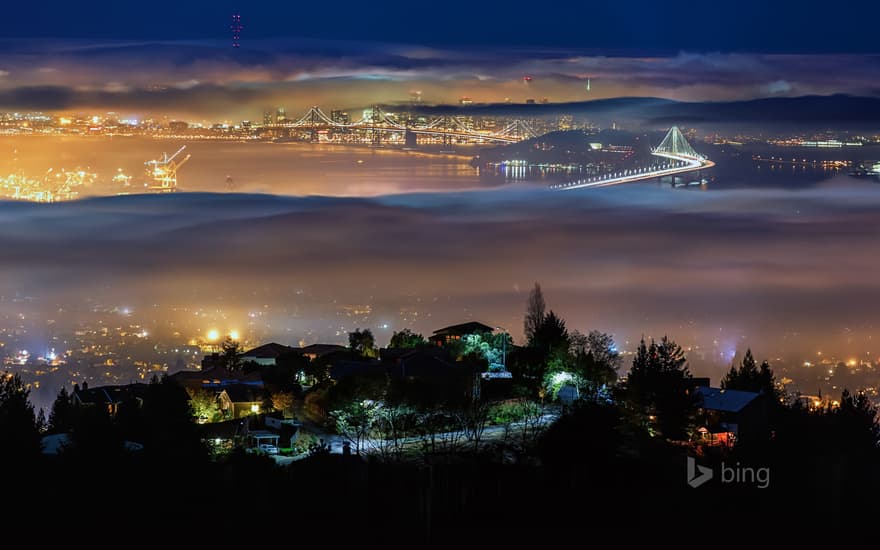 View from Grizzly Peak in the Berkeley Hills above Berkeley, California, USA