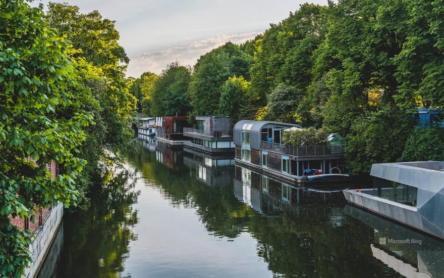 Houseboats on the Eilbek Canal, Hamburg