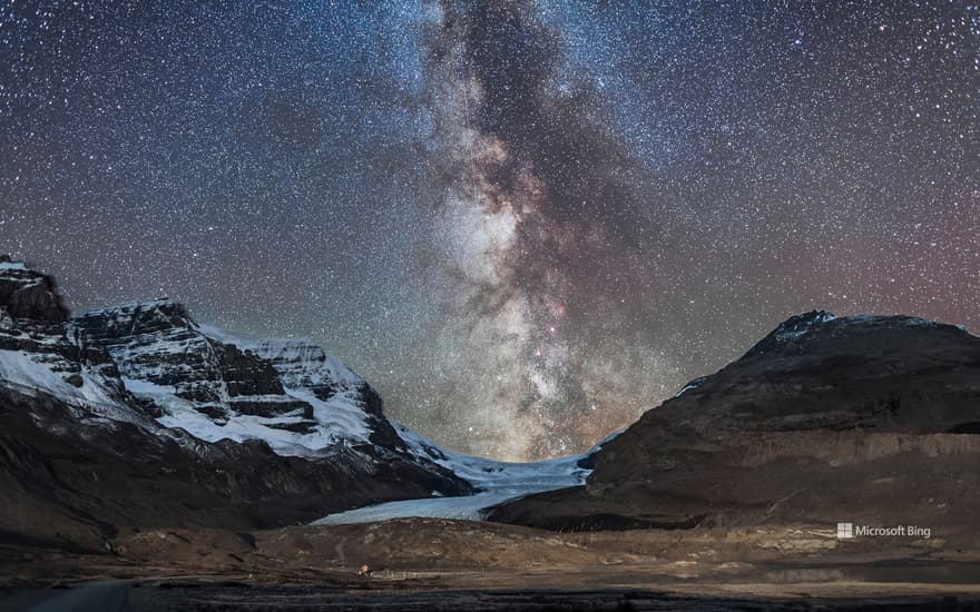 Milky Way over Athabasca Glacier in Jasper National Park, Canada