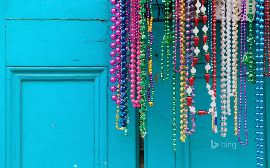 Mardi Gras beads in New Orleans, Louisiana