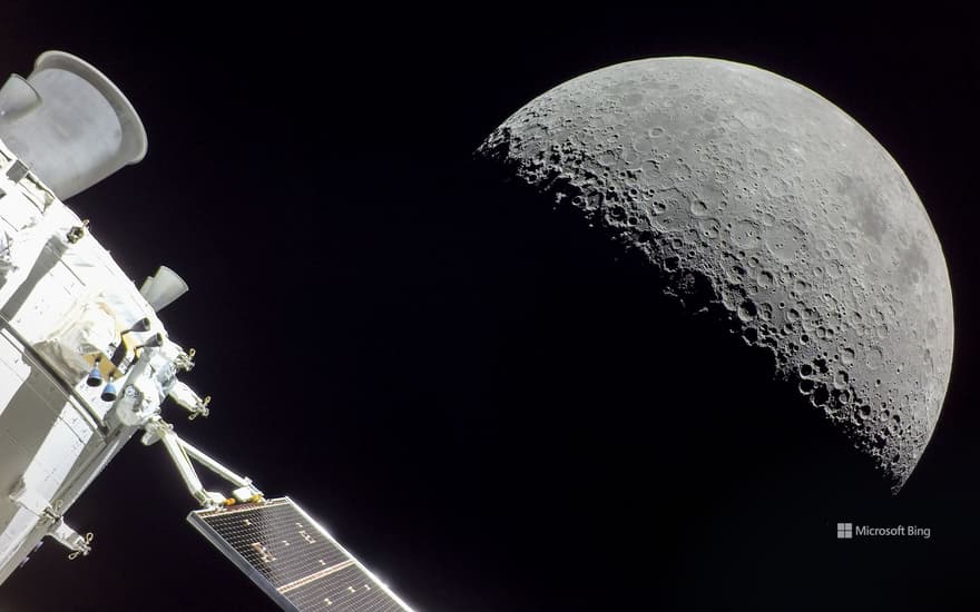 The moon seen from the Orion spacecraft of NASA's Artemis mission