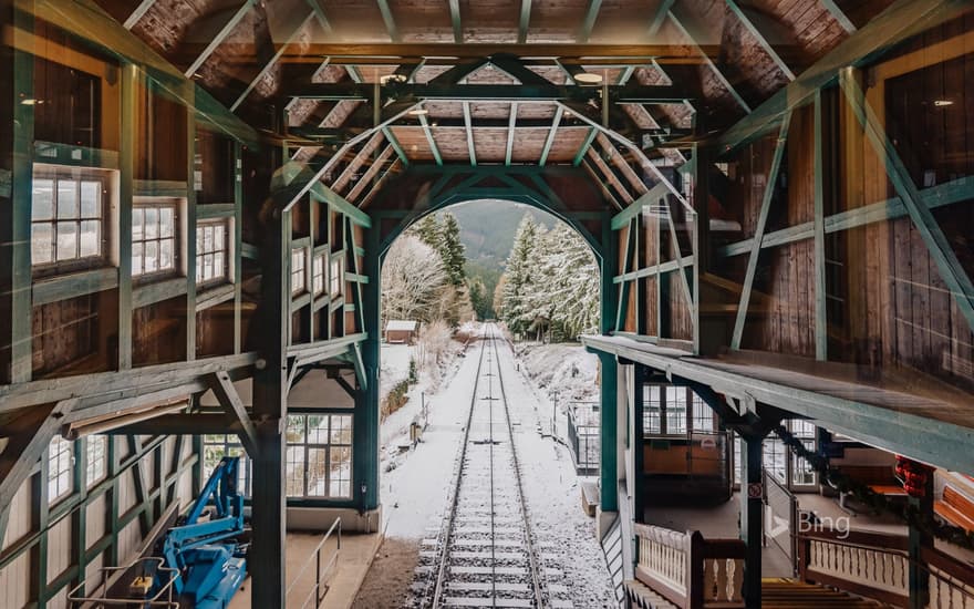 Mountain railway station in Oberweißbach, Thuringia, Germany