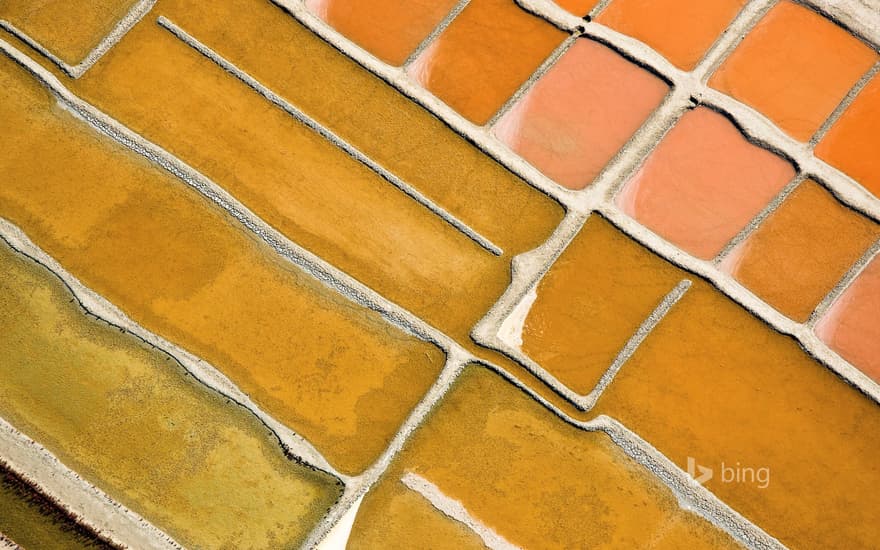 Salt evaporation ponds at Ars-en-Ré, Charente-Maritime, France