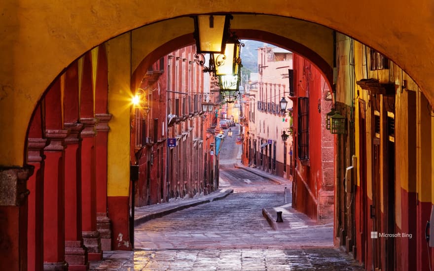 Colonnade in San Miguel de Allende, Guanajuato, Mexico